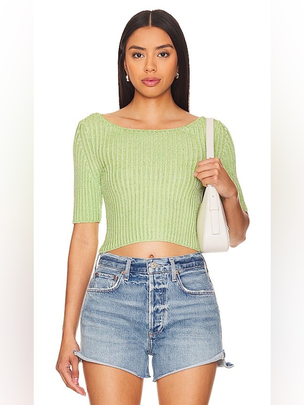 Free People San Lucas Pullover in Sunny Lime Combo Crop Sweater NWT Size S